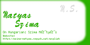 matyas szima business card